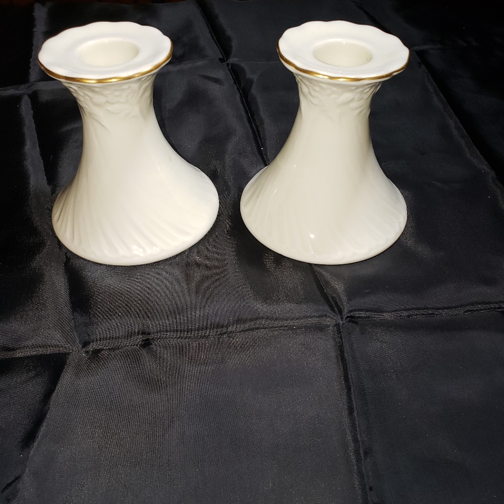 Pair of CROWN Classics Ivory Candle Holders